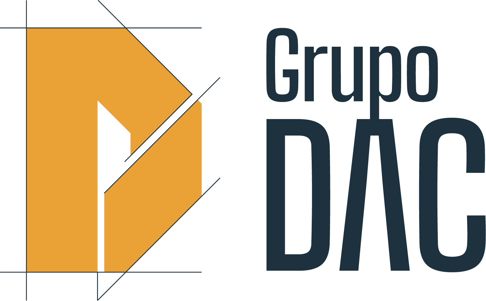 Logo de color amarillo con azul de grupo DAC